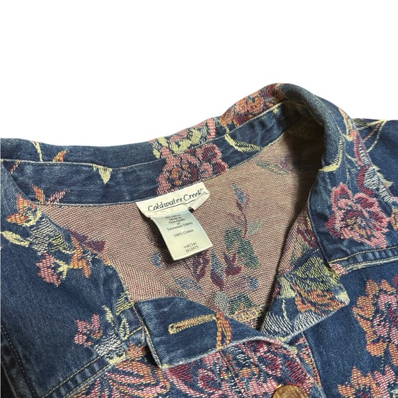 Coldwater Creek Floral Tapestry Denim Jacket – Petite Large - Picture 2 of 6